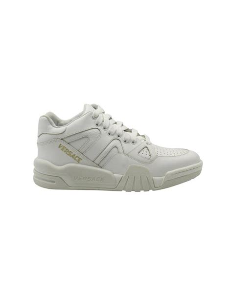 Versace Ophion Panelled Leather Sneakers In White 